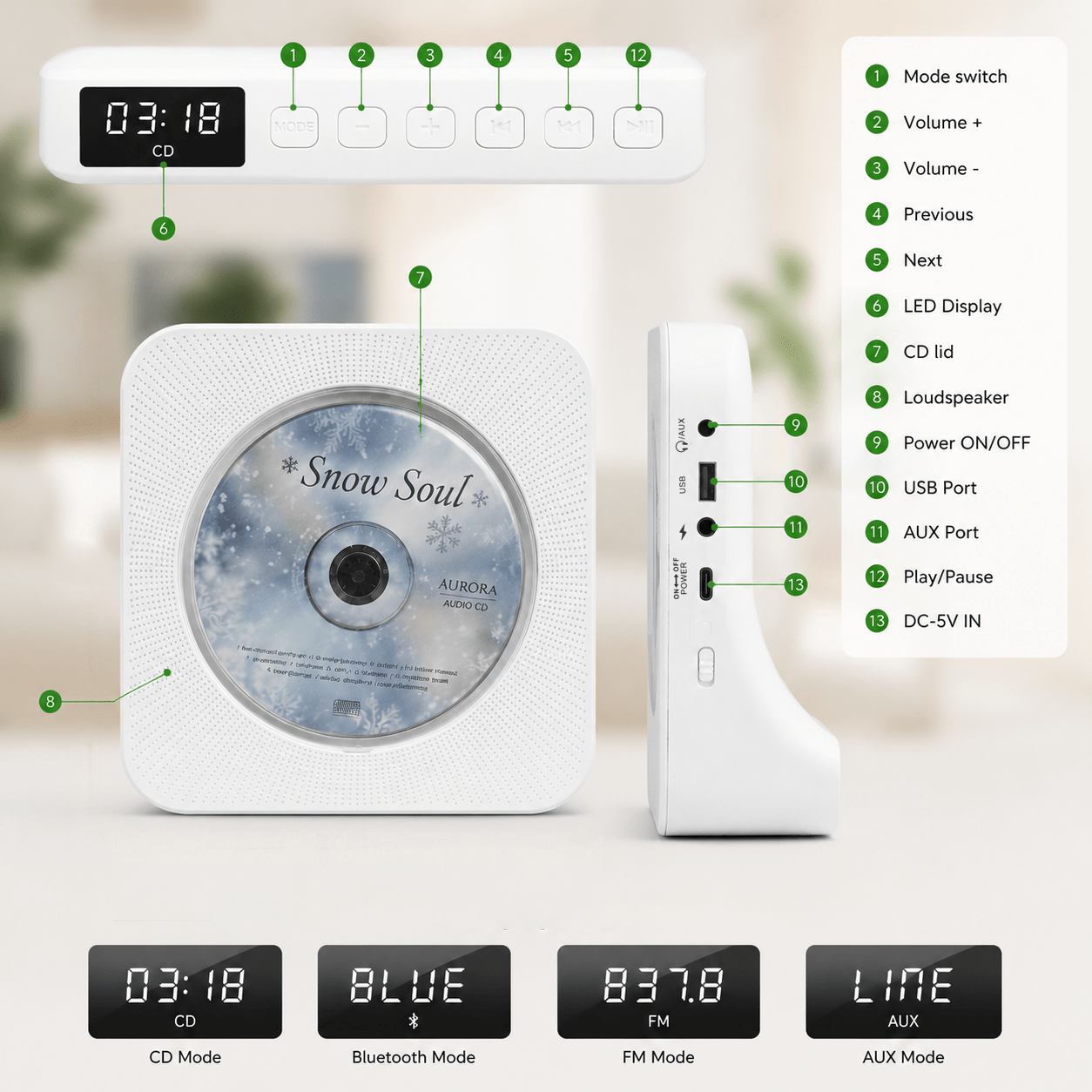 Gueray KC906 Portable Bluetooth CD Player - GuerayGueray KC906 Portable Bluetooth CD Player