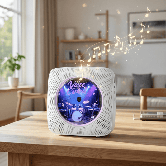 Gueray Y01 Voice-Controlled Portable CD Player – Hi-Fi Speaker - 1800mAh Rechargeable Battery - Gueray