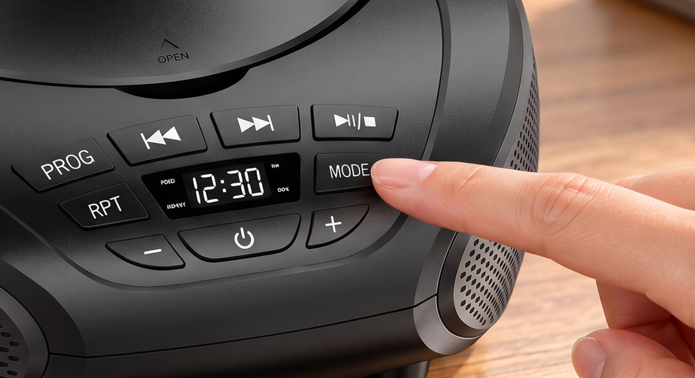 The controls are right on the player.