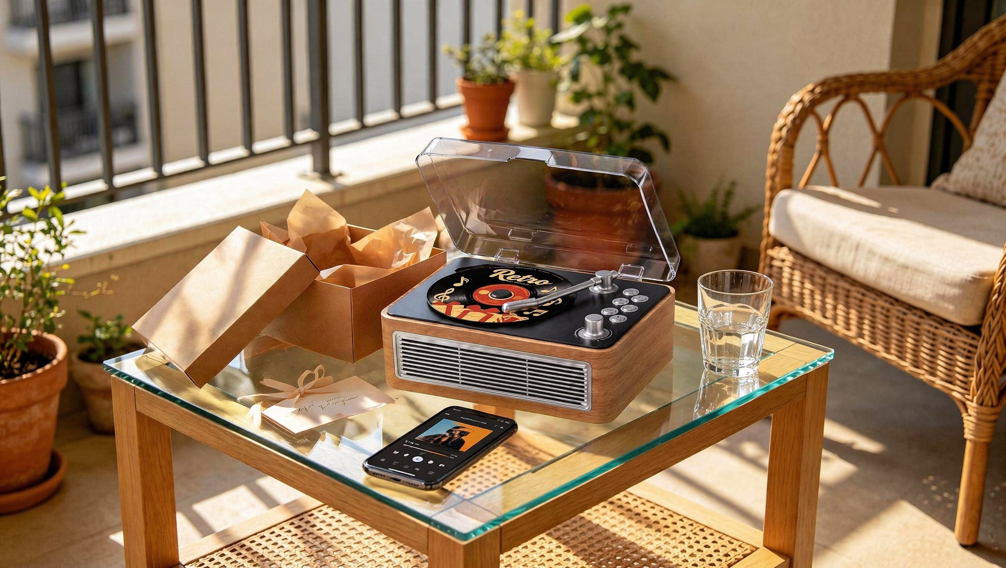 A CD and Gueray player showing physical music listening