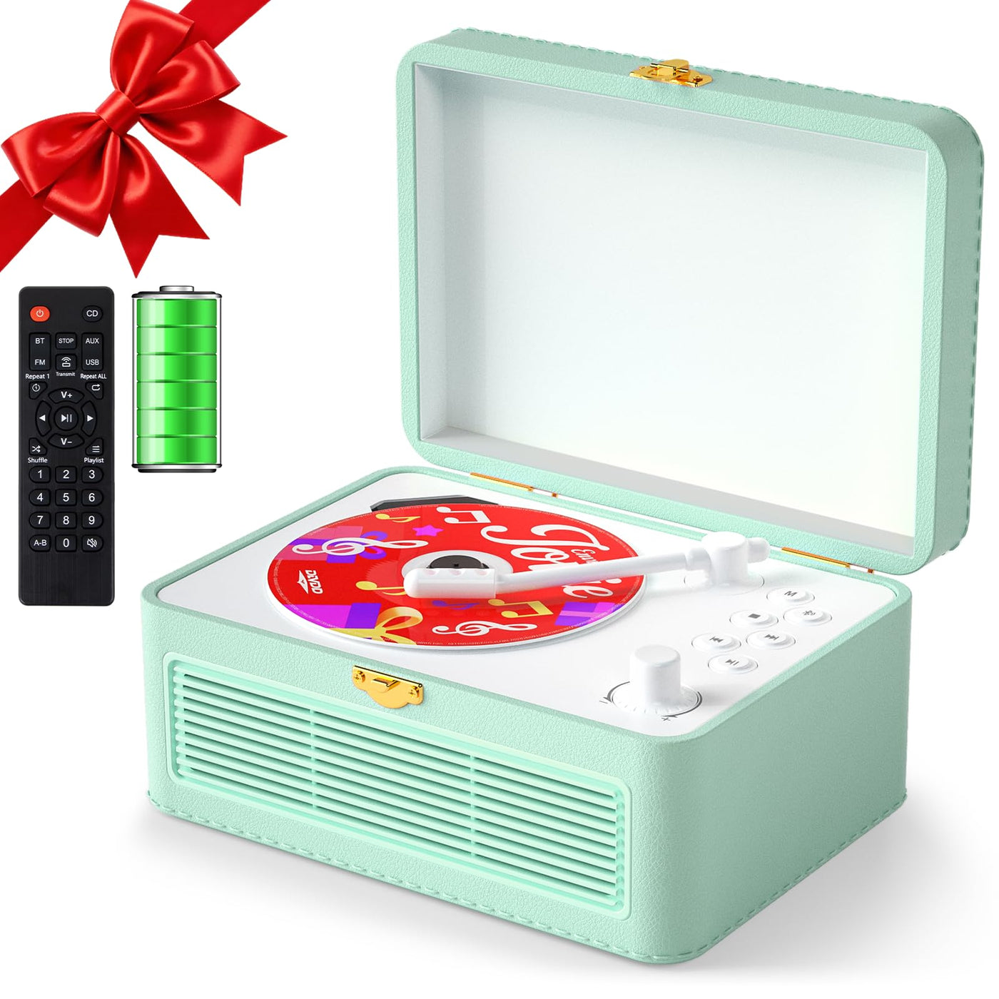 Gueray Y02 蓝牙Hi-Fi CD播放器，黑色金属机身，显示屏和控制按钮，适用于家庭音乐欣赏