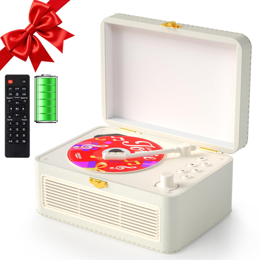 Ivory Gueray Y02 retro Bluetooth CD player with top-loading design