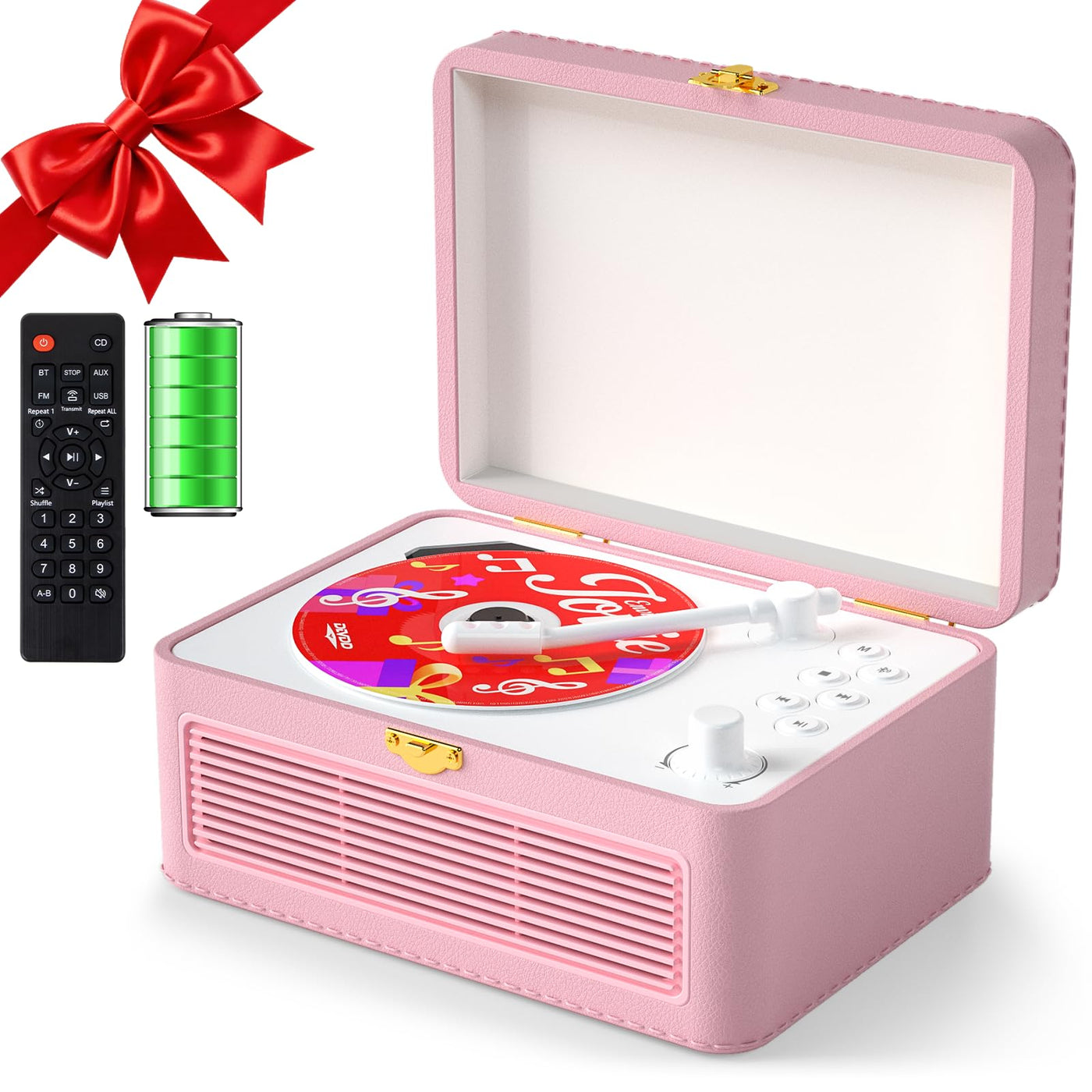 Gueray Y02 蓝牙Hi-Fi CD播放器，黑色金属机身，显示屏和控制按钮，支持无线连接和CD播放功能