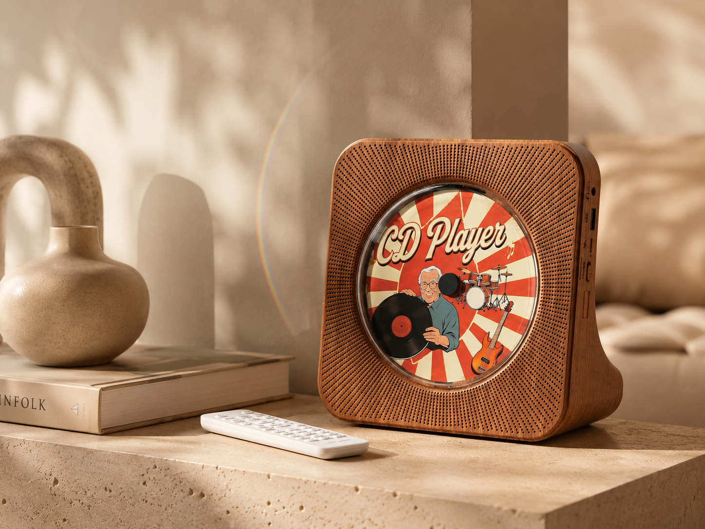 Gueray CD player in a warm home listening scene