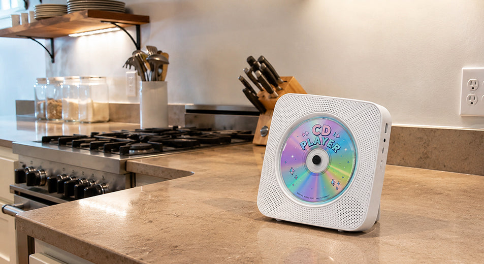 Gueray Y01 portable CD player in a real room