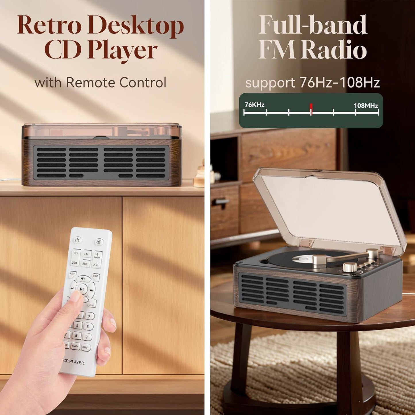 Gueray Bluetooth CD Player for Home Stereo with FM Radio and Built - in Speaker - GuerayGueray Bluetooth CD Player for Home Stereo with FM Radio and Built - in Speaker