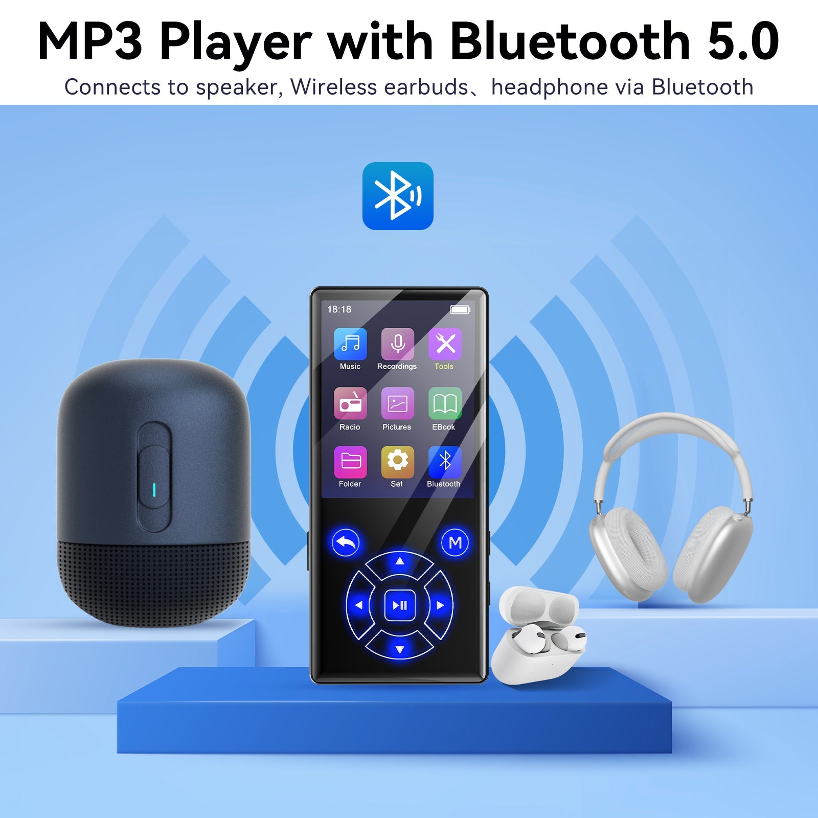 Gueray Bluetooth MP3 Player, Lossless Sound Quality, FM Radio（P3） - GuerayGueray Bluetooth MP3 Player, Lossless Sound Quality, FM Radio（P3）