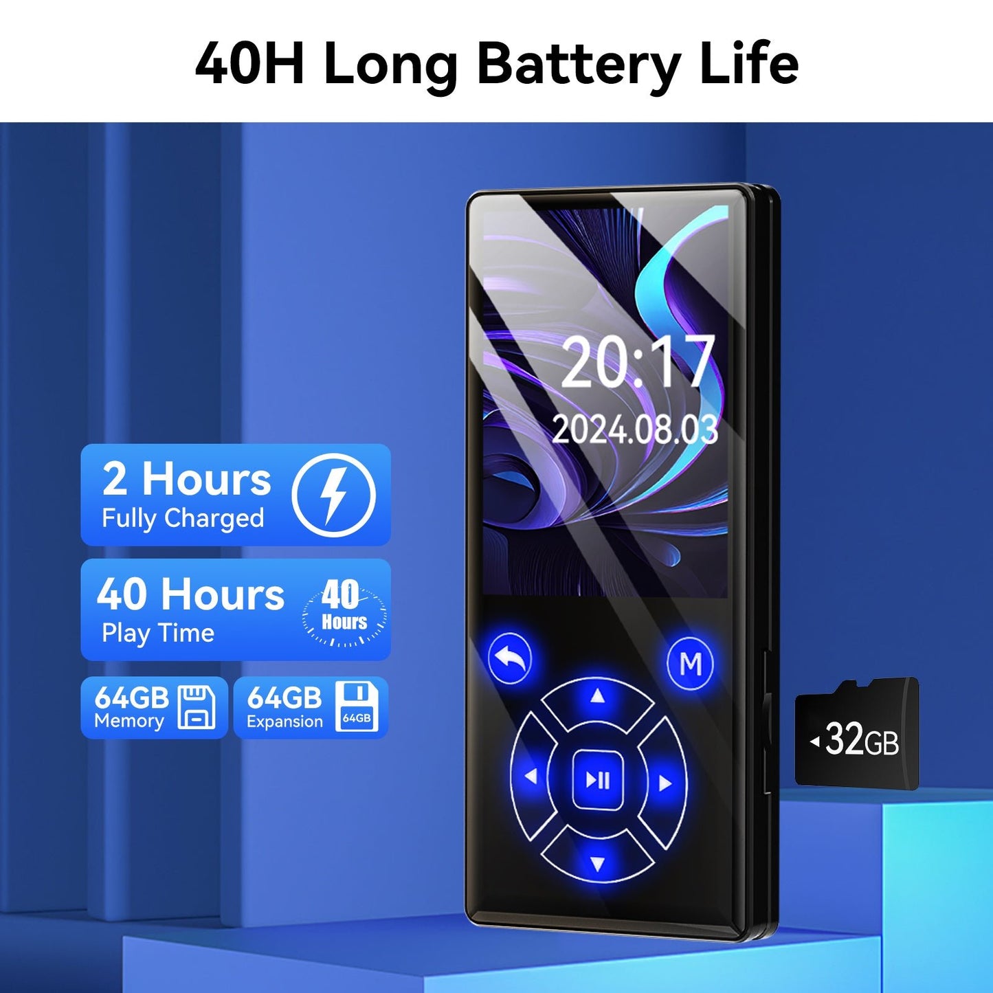 Gueray Bluetooth MP3 Player, Lossless Sound Quality, FM Radio（P3） - GuerayGueray Bluetooth MP3 Player, Lossless Sound Quality, FM Radio（P3）