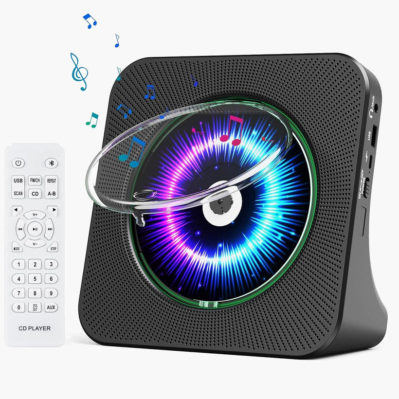 Gueray Lettore CD Portatile Bluetooth – Design da Scrivania, Disponibile in Nero e Bianco