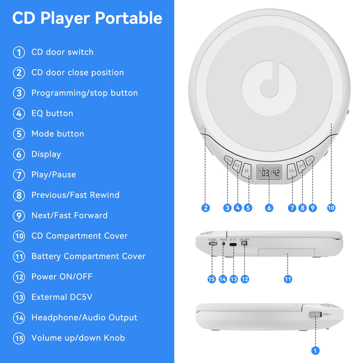 Gueray H01 Portable CD Player