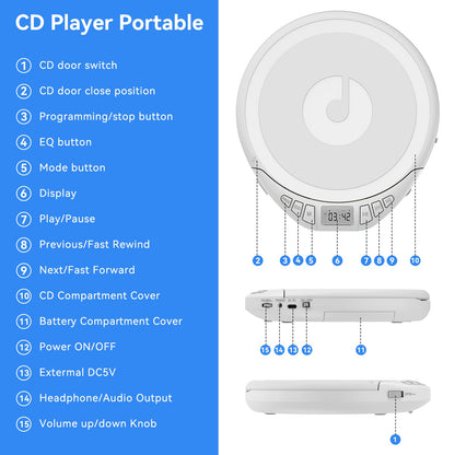 Gueray H01 Portable CD High Quality Sound Player with Free Earphones - GuerayGueray H01 Portable CD High Quality Sound Player with Free Earphones