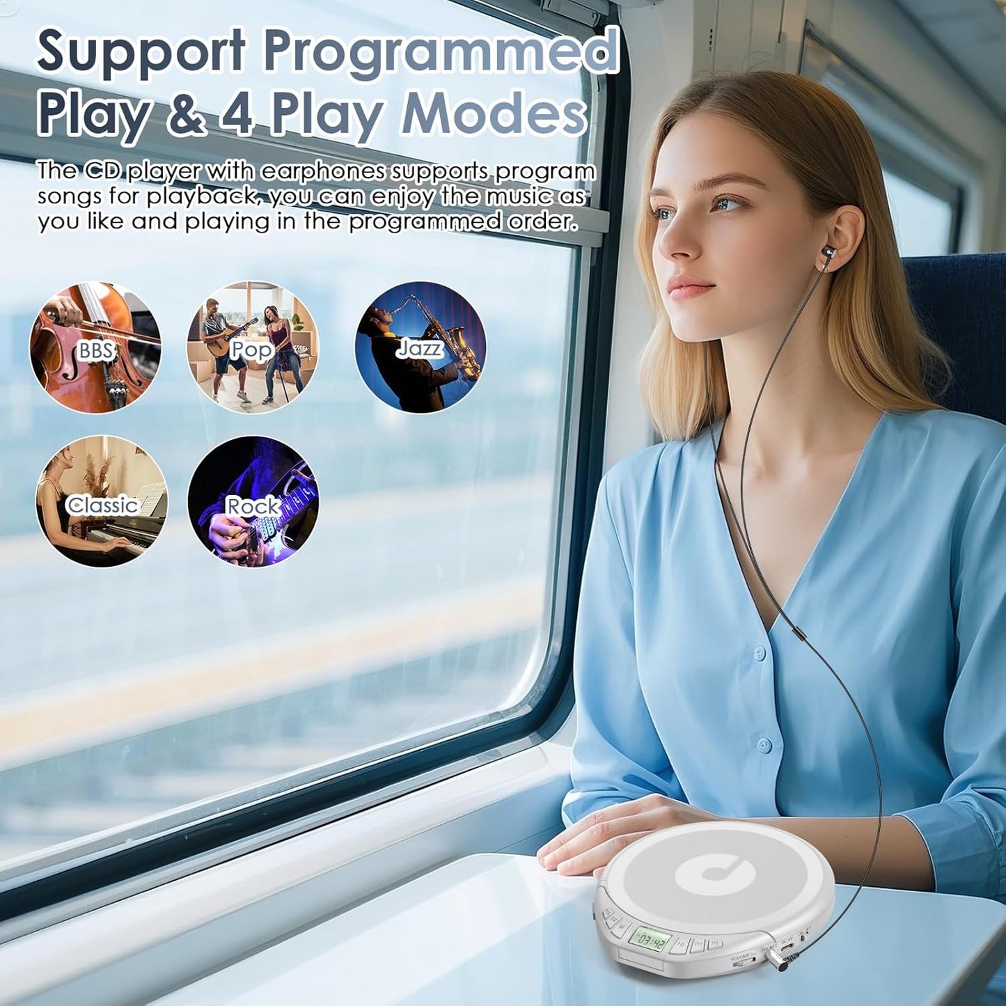 Gueray H01 Portable CD High Quality Sound Player with Free Earphones - GuerayGueray H01 Portable CD High Quality Sound Player with Free Earphones