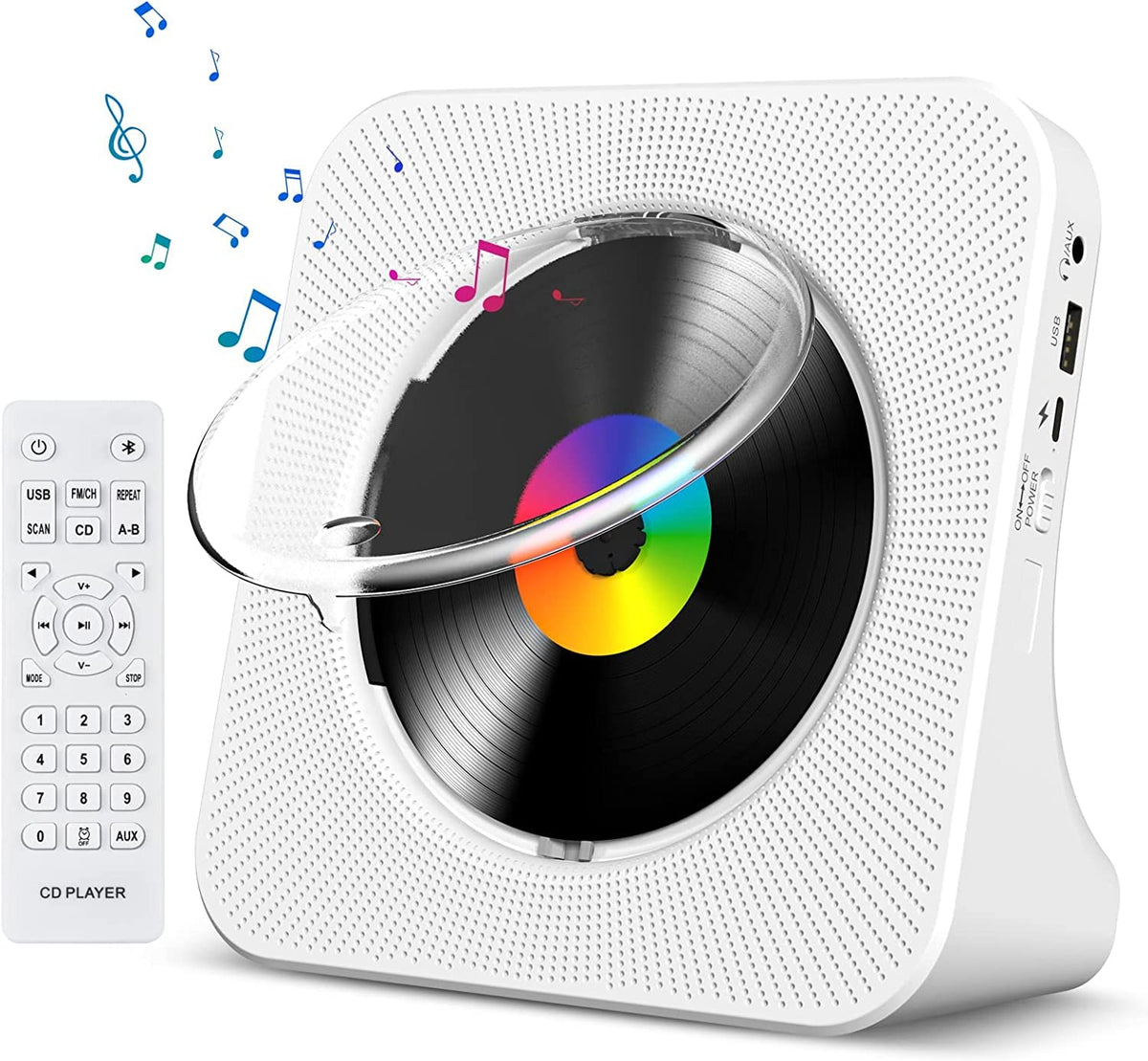 Gueray CDプレーヤーポータブルBluetoothデスクトップ4000mAh充电式ブラック