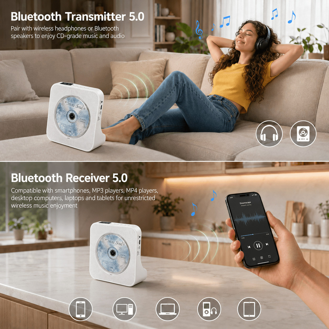 Gueray KC906 Portable Bluetooth CD Player - GuerayGueray KC906 Portable Bluetooth CD Player