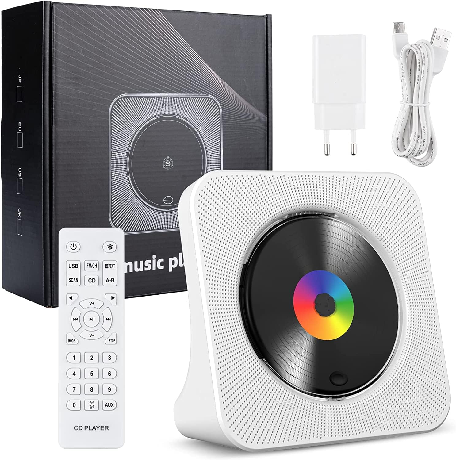 Gueray Portable Bluetooth CD Player – Desktop Design, High - Quality Sound, White - GuerayGueray Portable Bluetooth CD Player – Desktop Design, High - Quality Sound, White