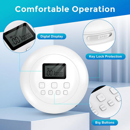 Gueray Portable CD Player Personal with Headphones White - GuerayGueray Portable CD Player Personal with Headphones White