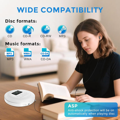 Gueray Portable CD Player Personal with Headphones White - GuerayGueray Portable CD Player Personal with Headphones White