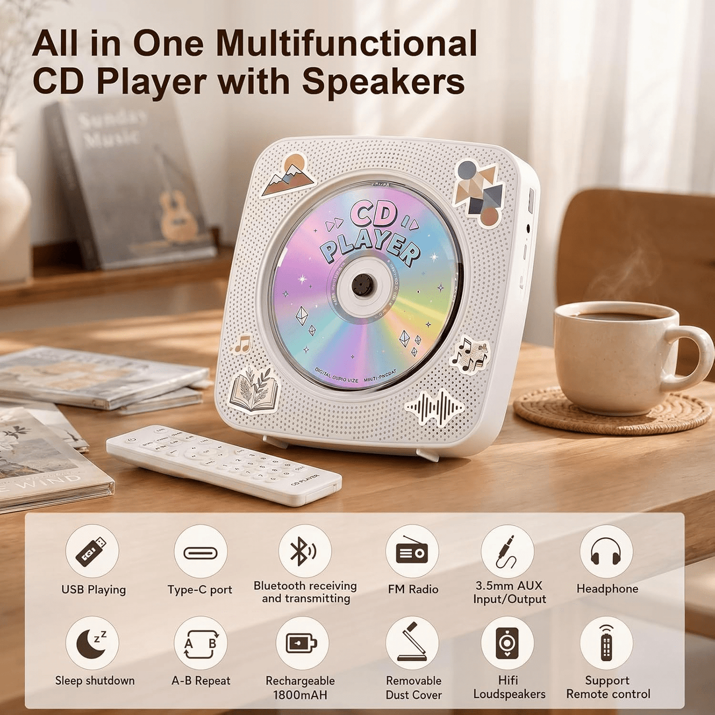 Gueray Y01 Portable Bluetooth CD Player - GuerayGueray Y01 Portable Bluetooth CD Player