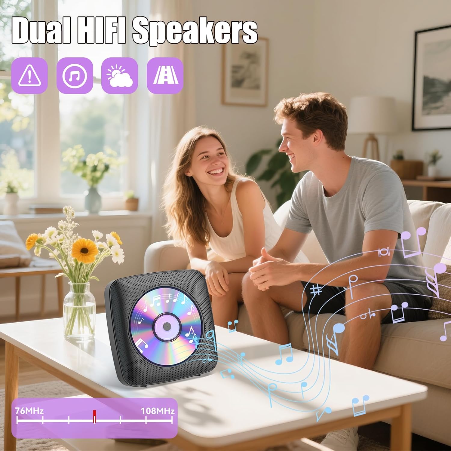 Gueray Y01 Portable CD Player – Bluetooth Hi - Fi Speaker, Wall Mountable - GuerayGueray Y01 Portable CD Player – Bluetooth Hi - Fi Speaker, Wall Mountable