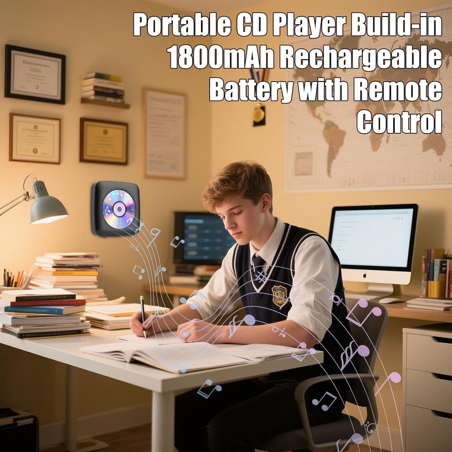 Gueray Y01 Portable CD Player – Bluetooth Hi - Fi Speaker, Wall Mountable - GuerayGueray Y01 Portable CD Player – Bluetooth Hi - Fi Speaker, Wall Mountable