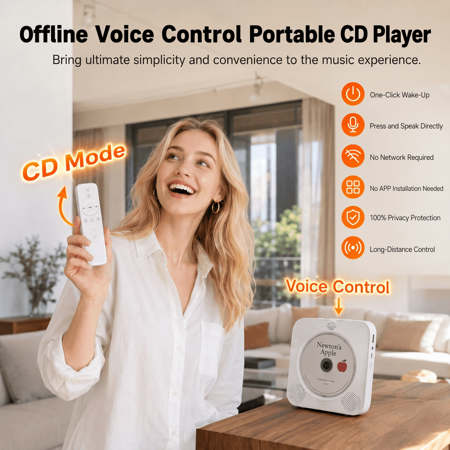 Gueray Y01 Voice - Controlled Portable CD Player - GuerayGueray Y01 Voice - Controlled Portable CD Player