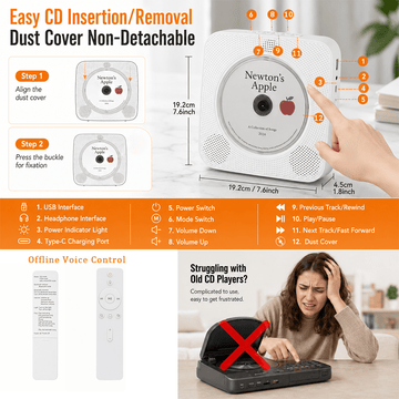 Gueray Y01 Voice - Controlled Portable CD Player - GuerayGueray Y01 Voice - Controlled Portable CD Player