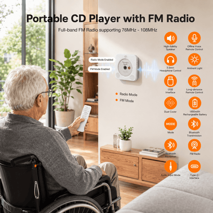 Gueray Y01 Voice - Controlled Portable CD Player - GuerayGueray Y01 Voice - Controlled Portable CD Player