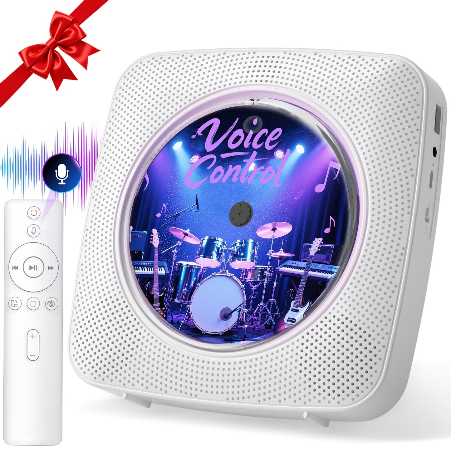 Gueray Y01 Voice - Controlled Portable CD Player – FM Radio - 1800mAh Rechargeable Battery