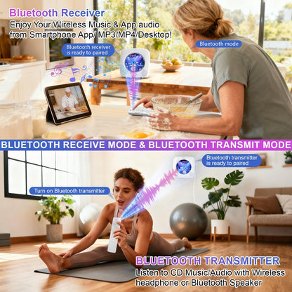 Gueray Y01 Voice - Controlled Portable CD Player – Hi - Fi Speaker - 1800mAh Rechargeable Battery