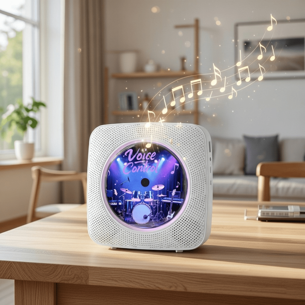 Gueray Y01 Voice-Controlled Portable CD Player – Hi-Fi Speaker - 1800mAh Rechargeable Battery - Gueray