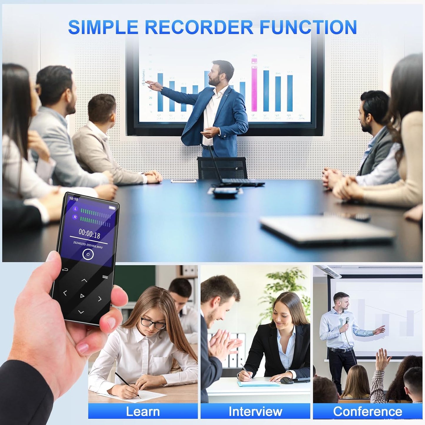 MP3 Players Bluetooth Support FM Radio Recorders TF Card (P5) - GuerayMP3 Players Bluetooth Support FM Radio Recorders TF Card (P5)